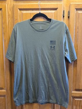 Under Armour Men's S/S Freedom Flag Olive Green, Size Large